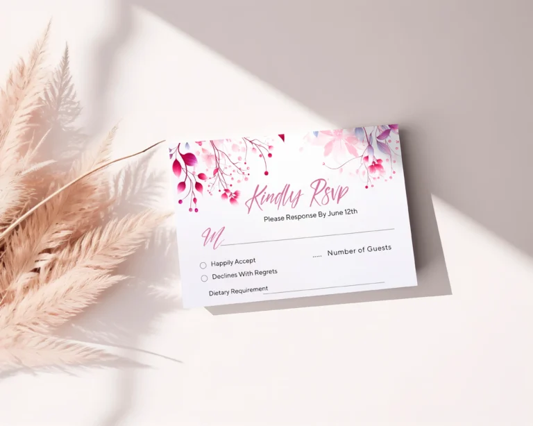 RSVP Wedding Card Floral Template Free