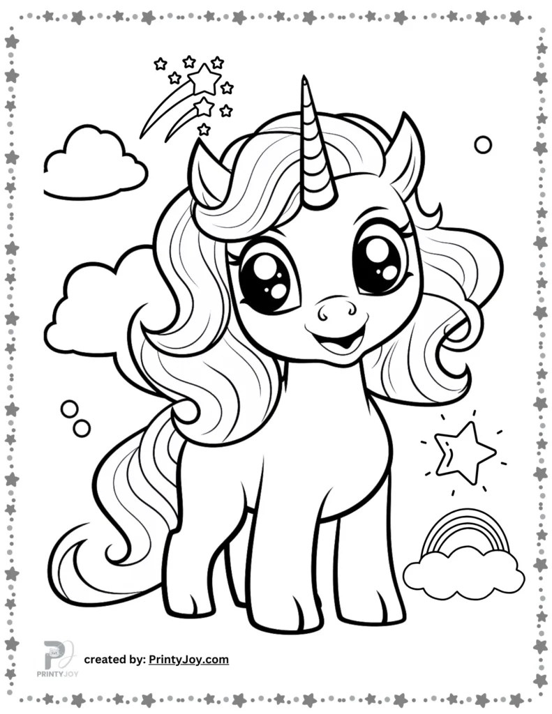 Free printable cute unicorn coloring pages