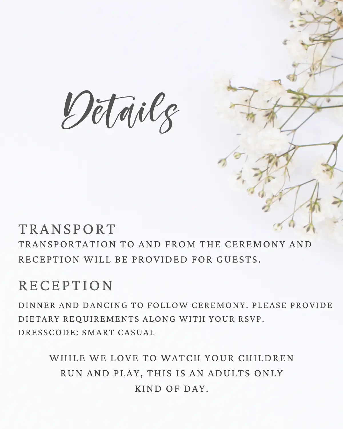 Free Wedding Details Enclosure Card
