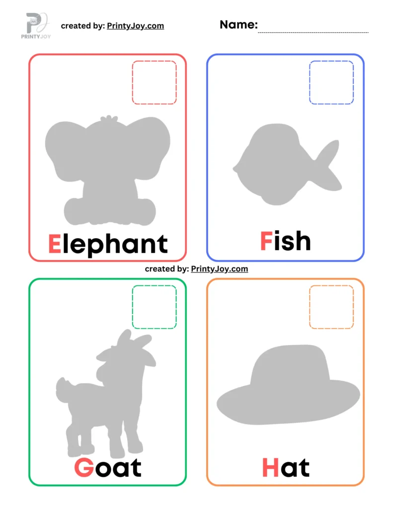Letters and Shadow Matching Worksheets Free