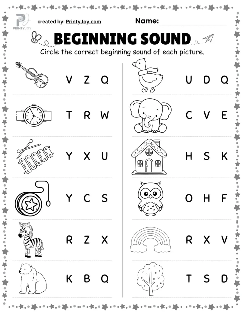 Beginning Sounds Worksheets Free Printables
