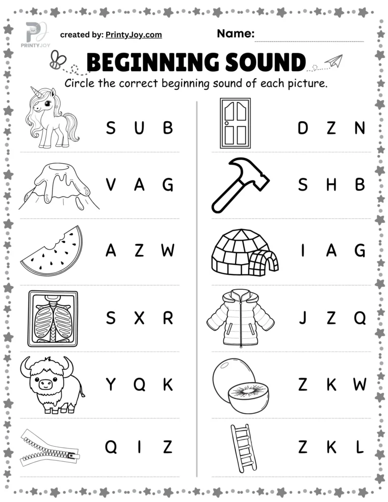 Free printable beginning sounds worksheets pdf