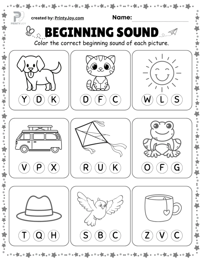 Free printable beginning sounds worksheets pdf