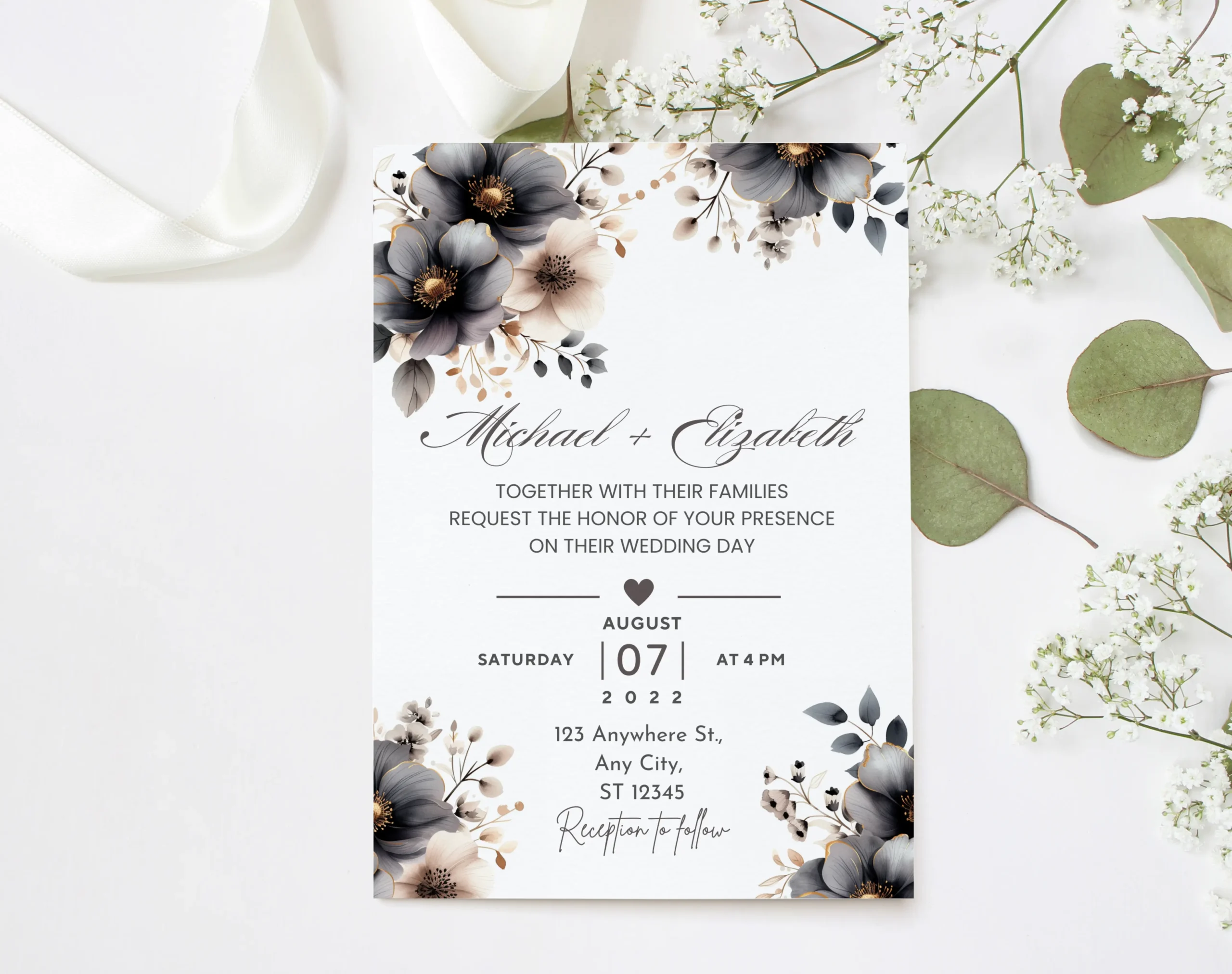 Floral Wedding Invitation Template Free