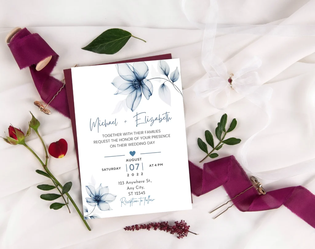 Floral Wedding Invitation Template on Canva Free