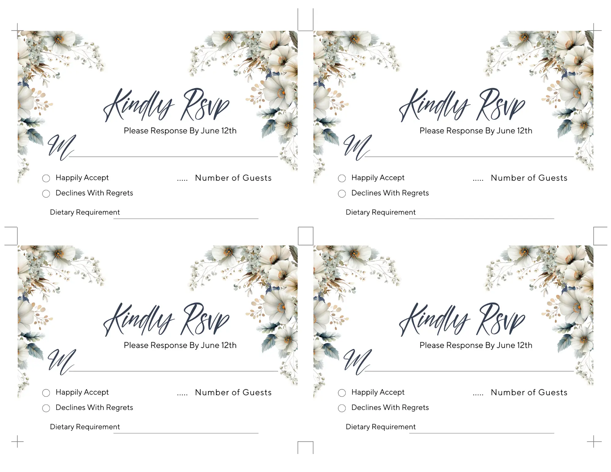 Floral Wedding RSVP Template Canva Free