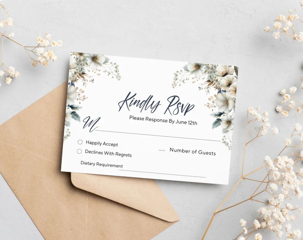 Floral Wedding RSVP Template Canva Free