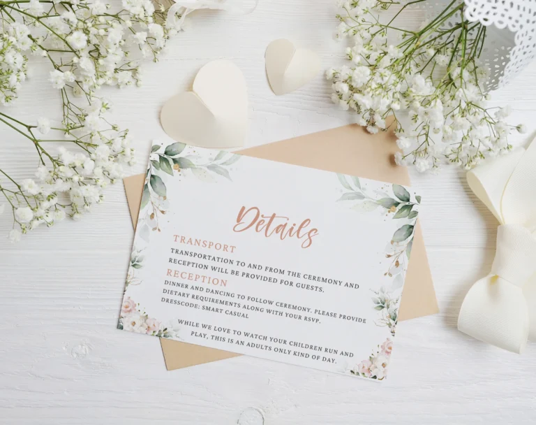 Wedding Details Card Template Free