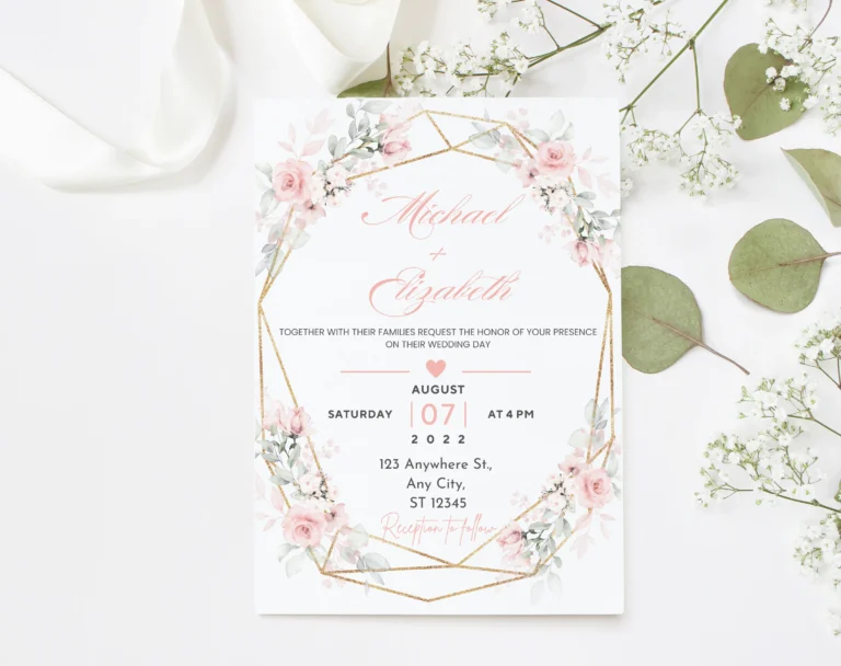 Simple Floral Wedding Invitation Template Free