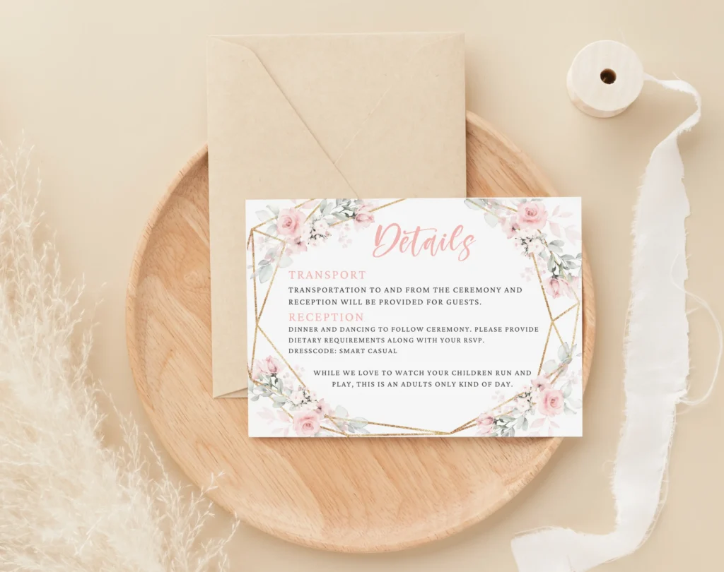 Floral Wedding Details Card Design Template