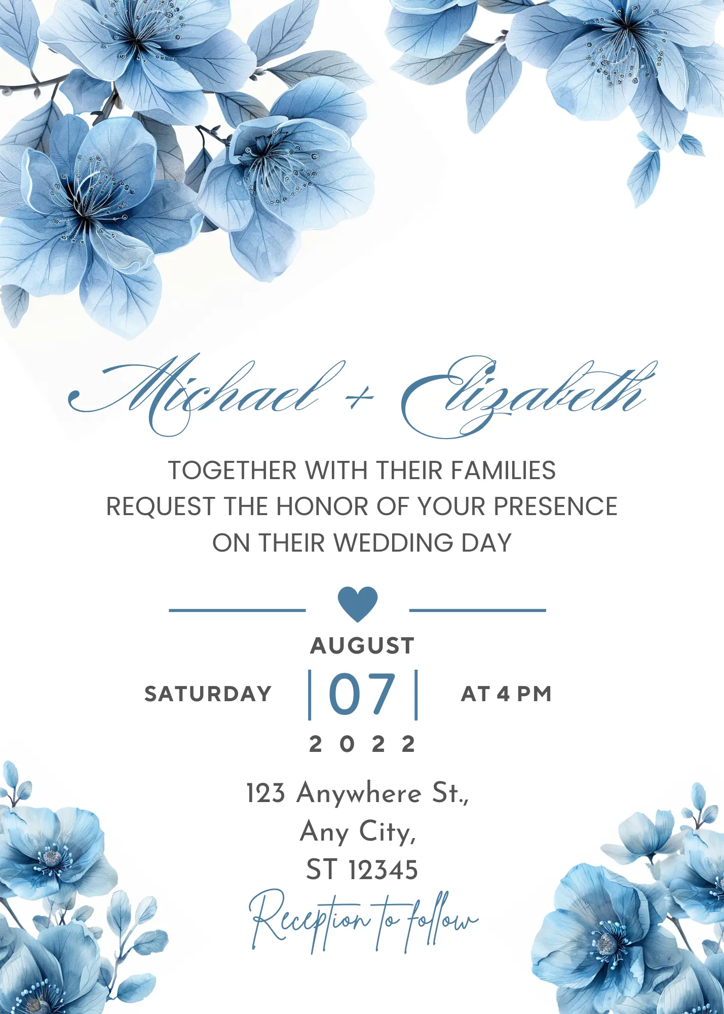 Simple Floral Invitation Card Template Free