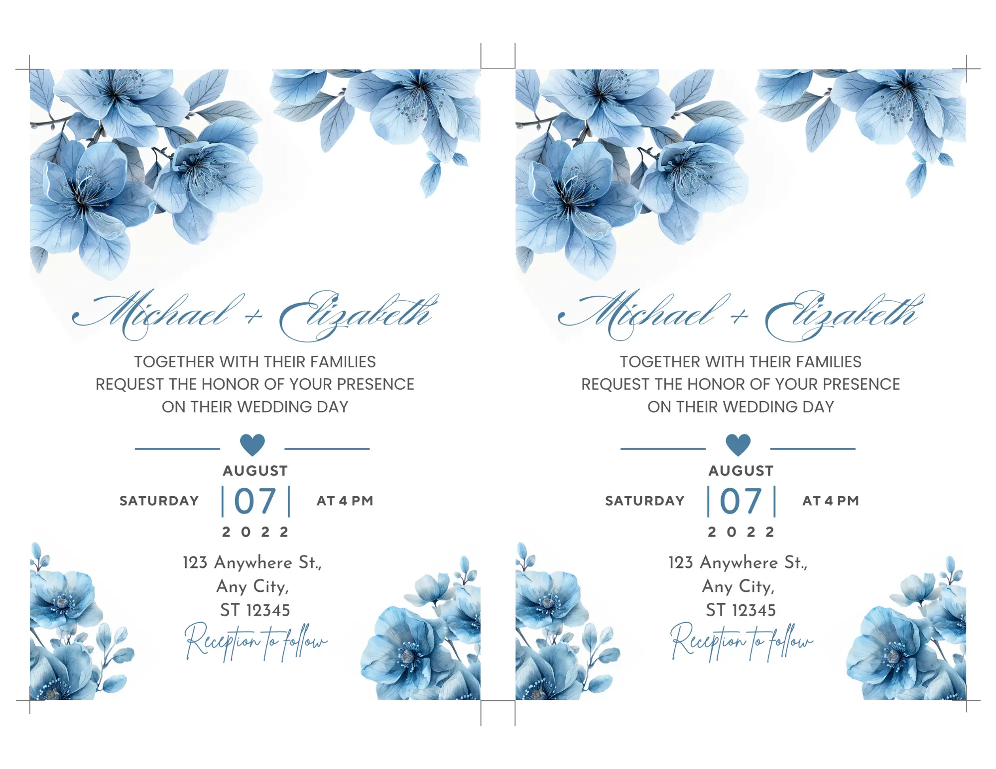 Simple Floral Invitation Card Template Free