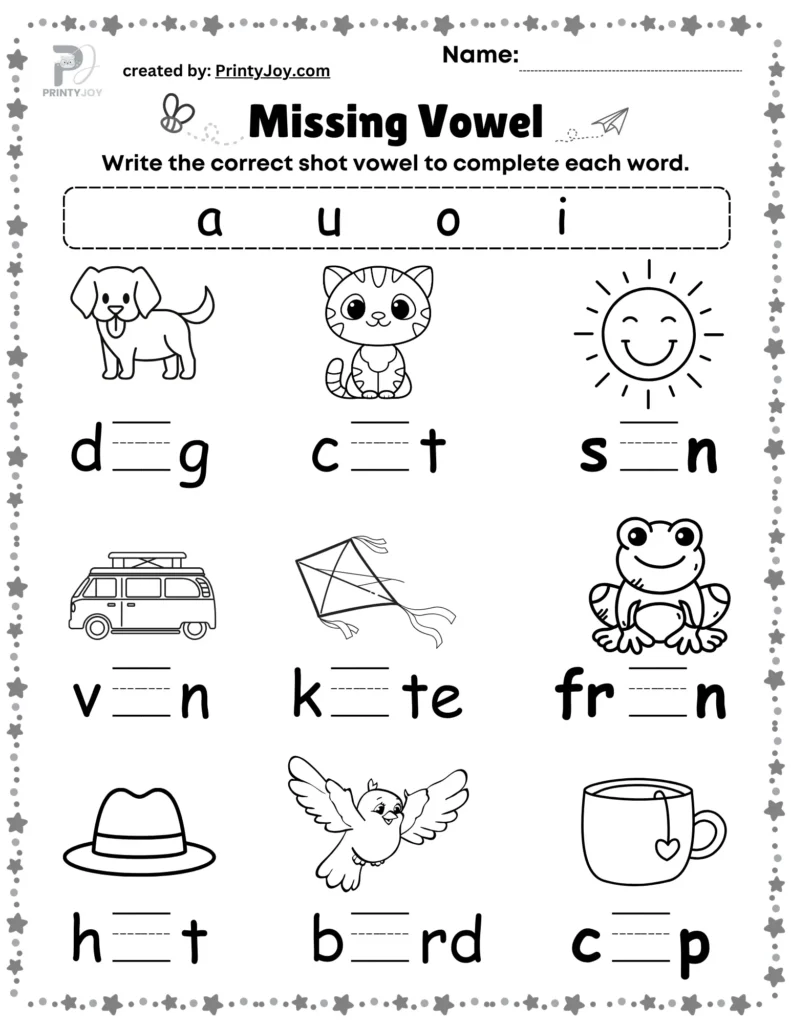 Vowels Worksheets For Kindergarten Free