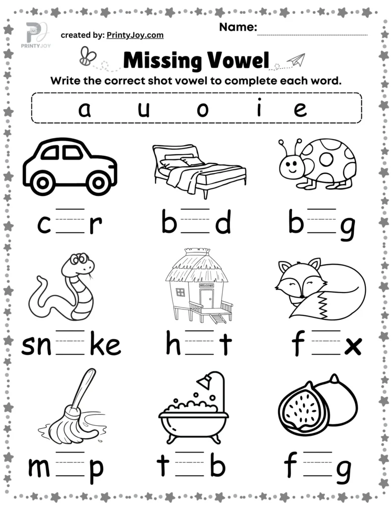 Vowels Worksheets For Kindergarten Free