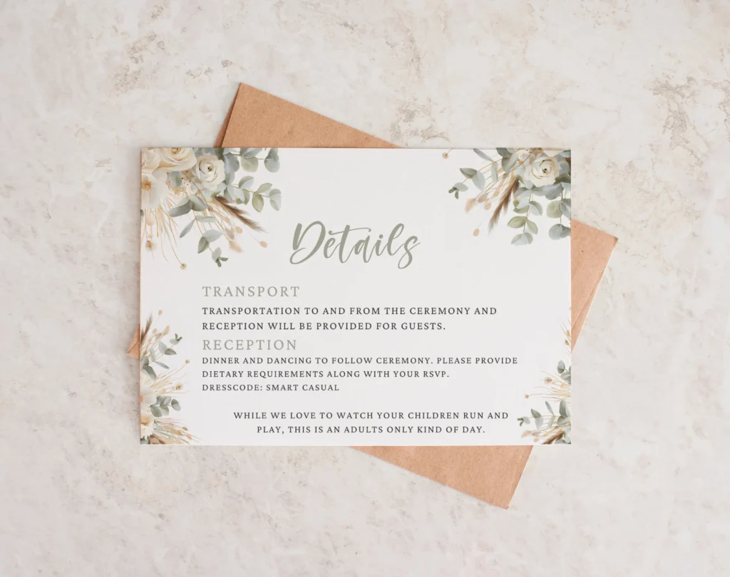 Wedding Details Card Template Design
