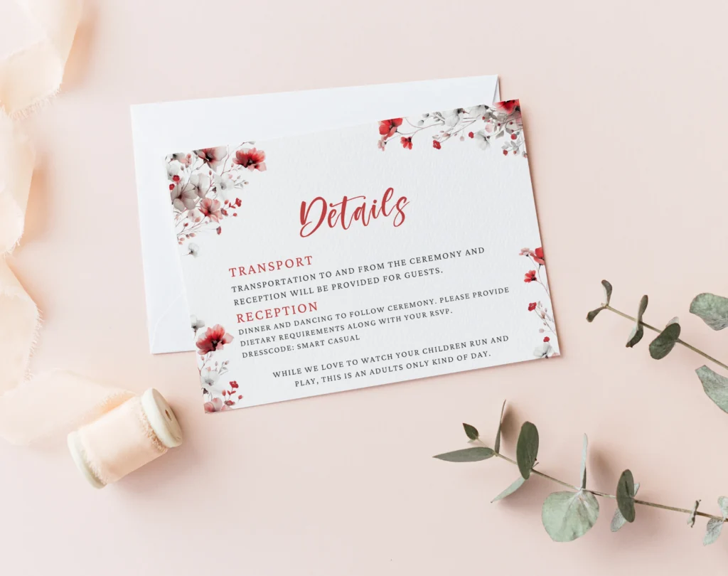 Wedding Details Card Template Download Free