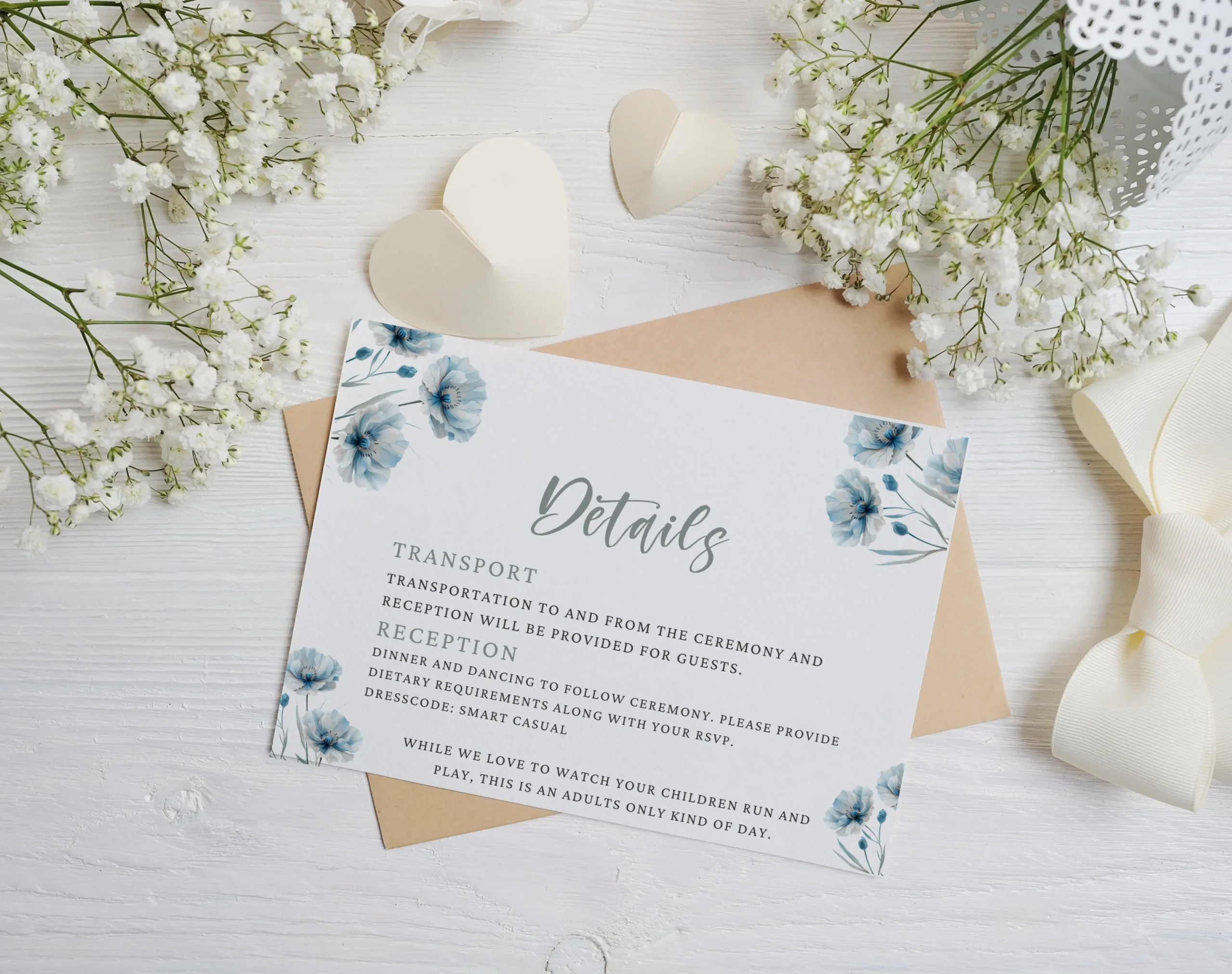 Wedding Details Information Card Template