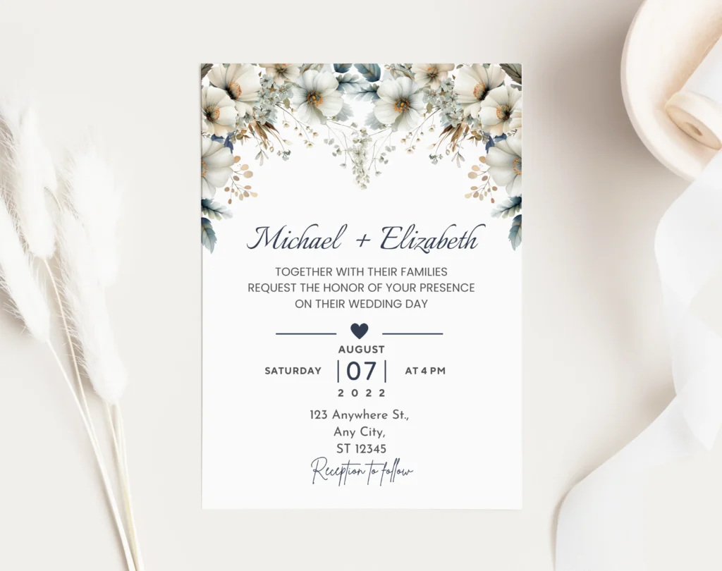 Wedding Floral Invitation Card Template Free