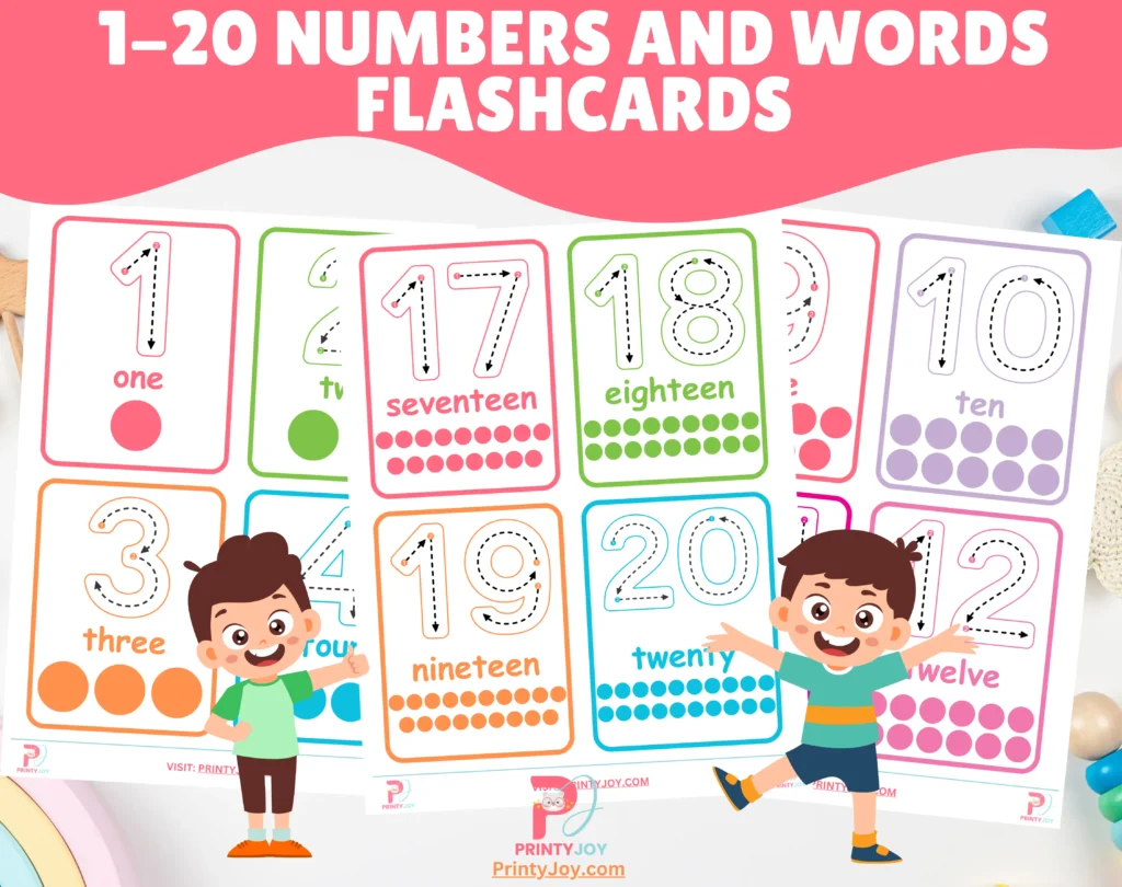1-20 Numbers and Words Flashcards
