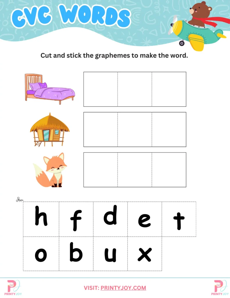 CVC Words Worksheets For Kindergarten Pdf Free