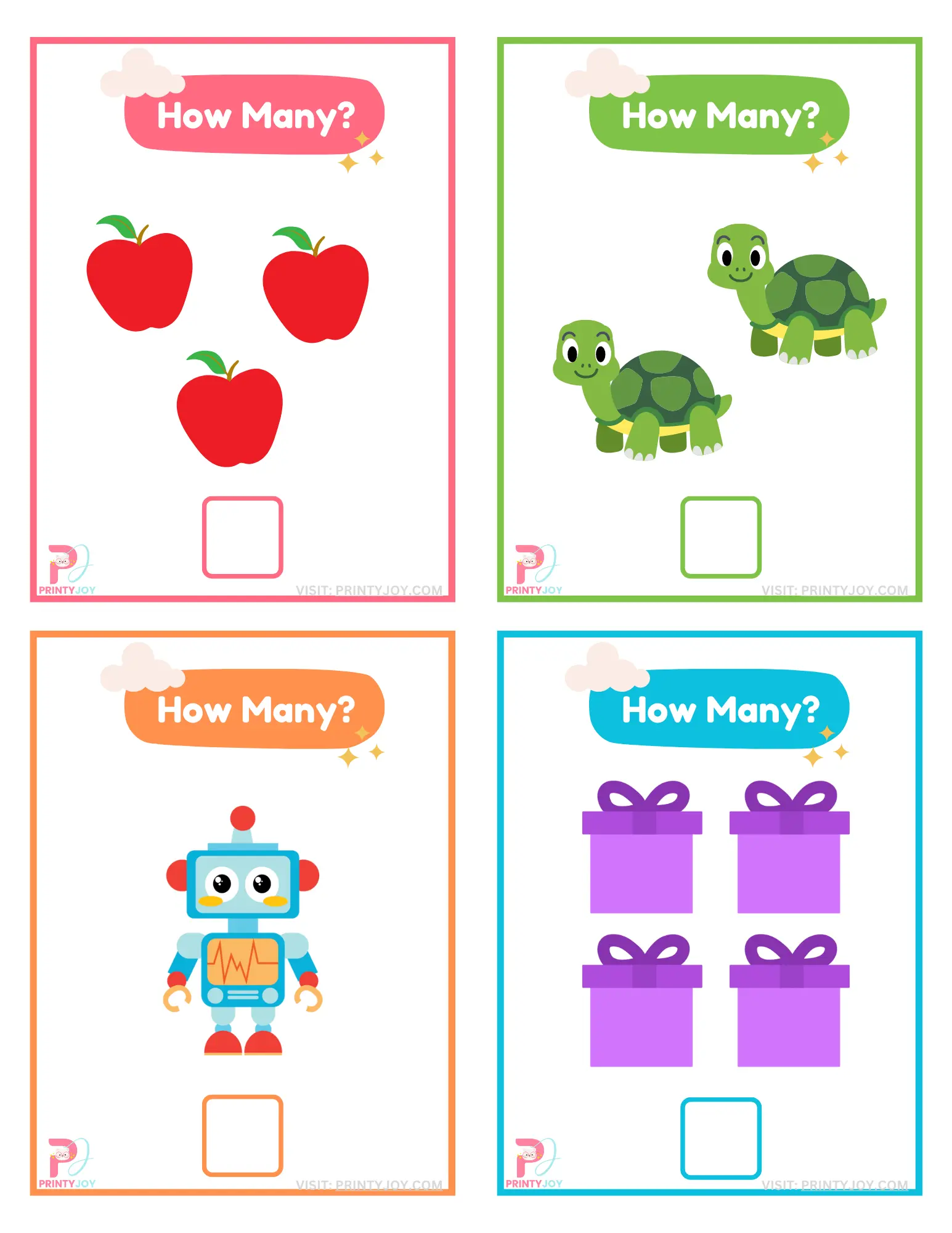 Counting Flashcards 1-20 Free Printable