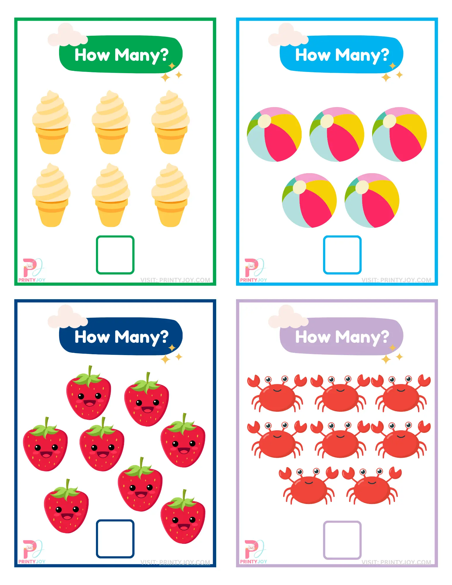 Counting Flashcards 1-20 Free Printable