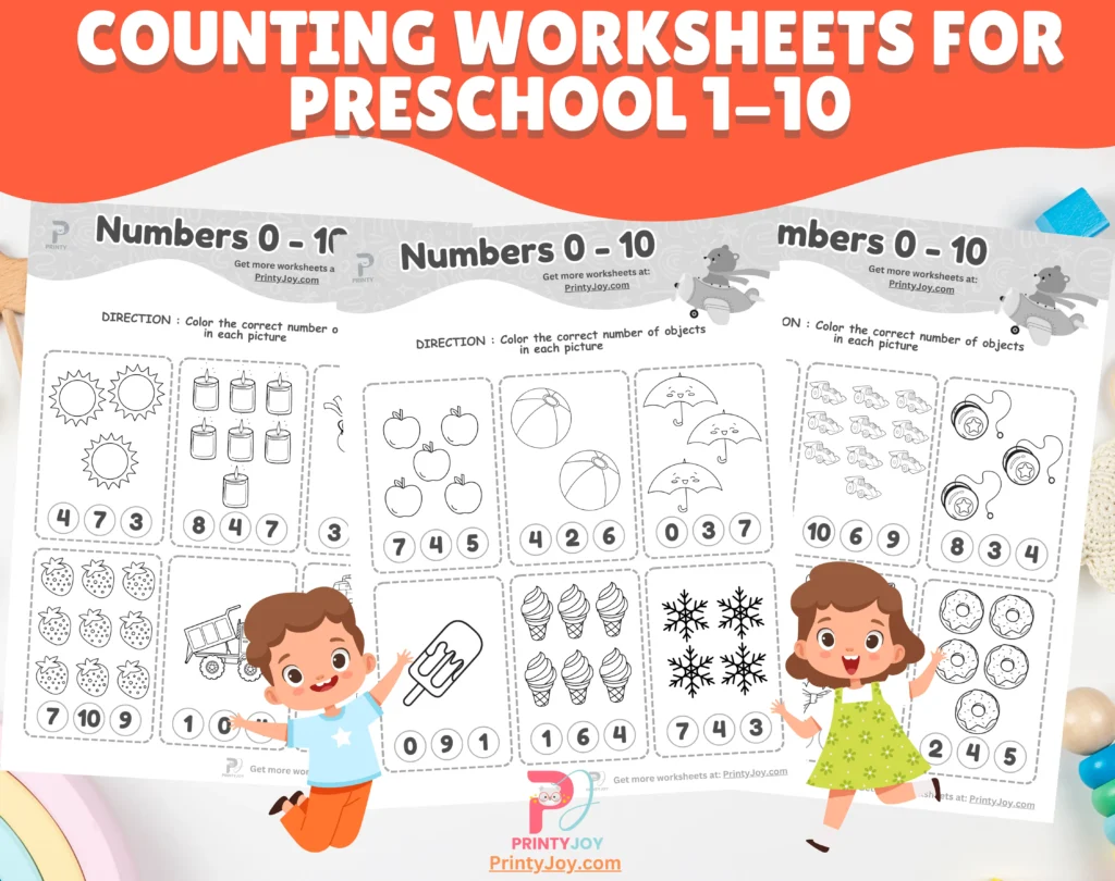 Counting Worksheets For Preschool 1-10
