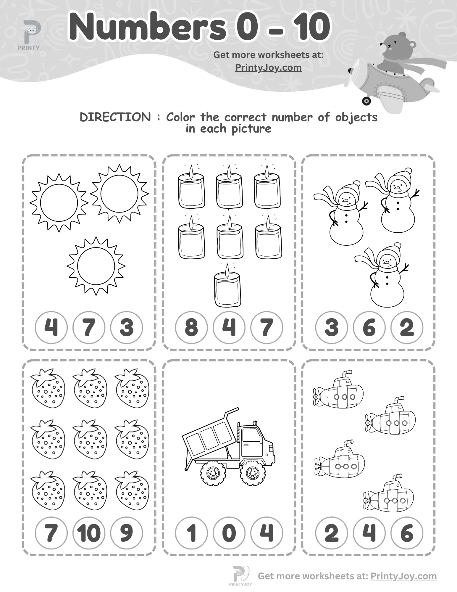 Counting Worksheets For Preschool 1-10