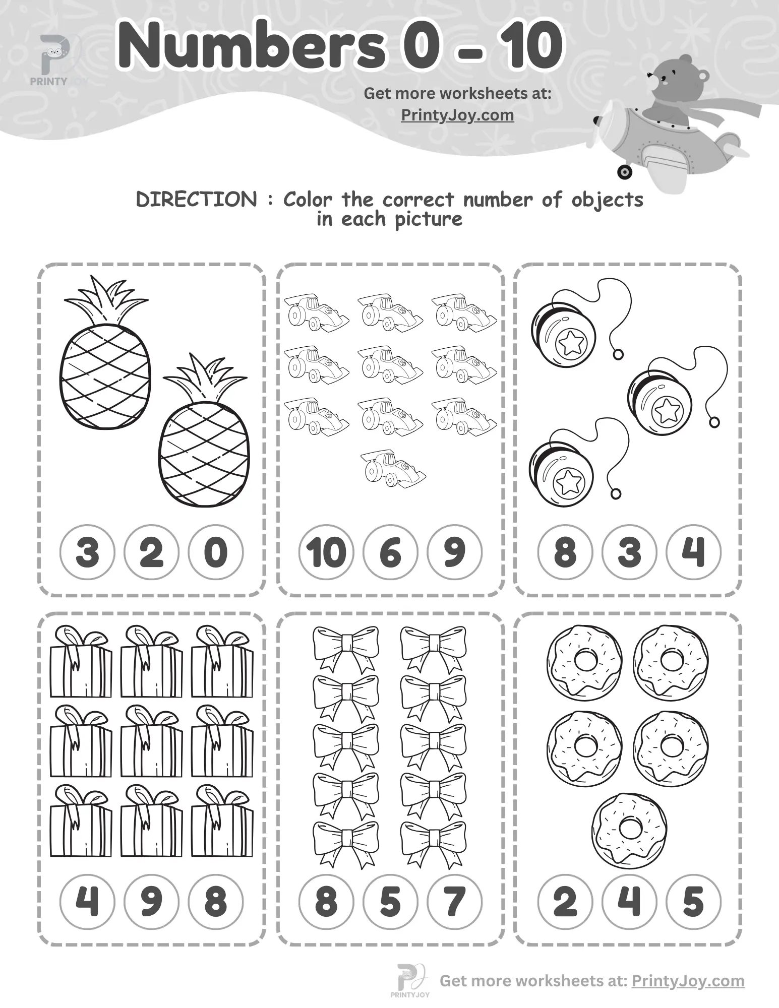 Counting Worksheets For Preschool 1-10