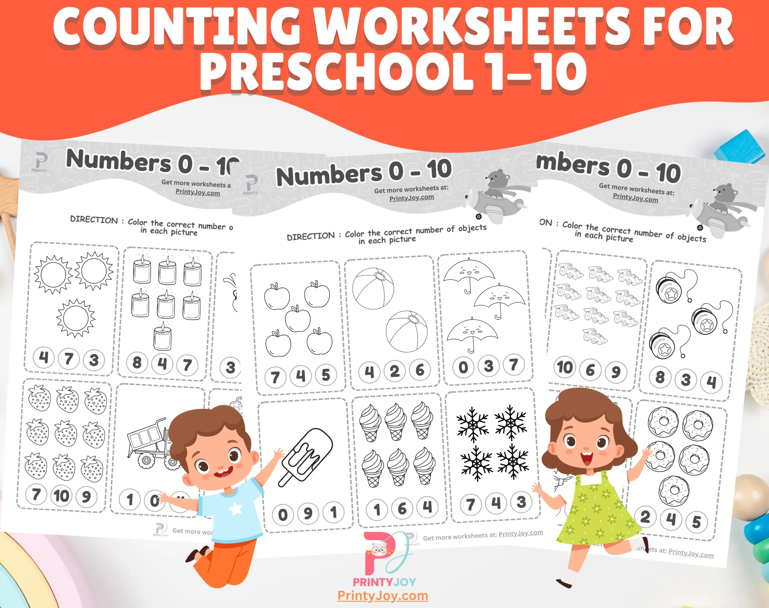 Counting Worksheets For Preschool 1-10