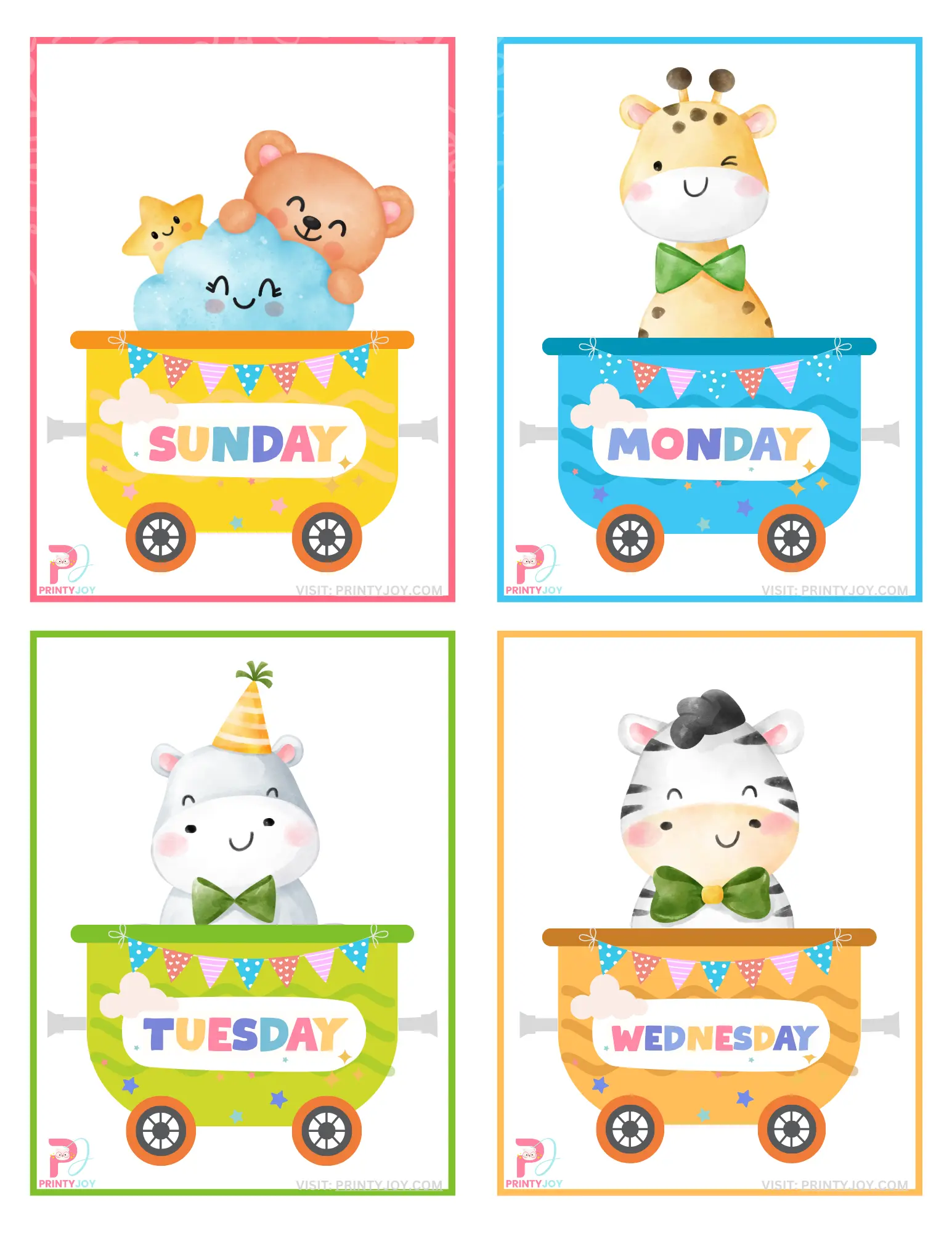 Days of The Week Flashcards For Kids