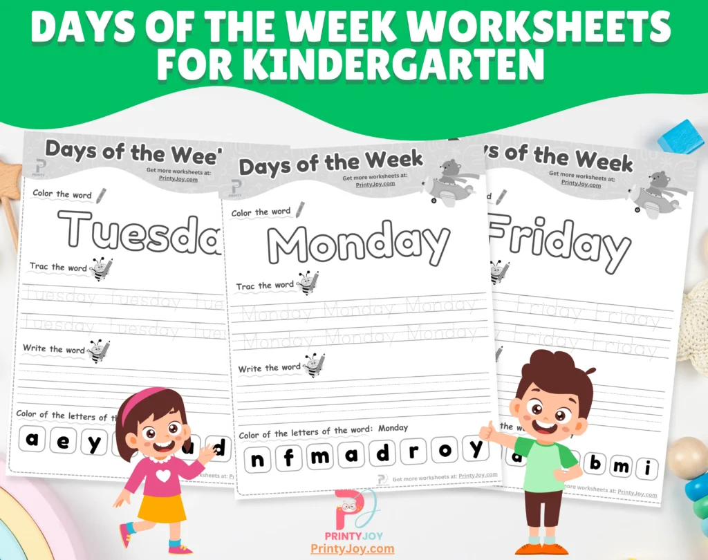 Days of the Week Worksheets For Kindergarten