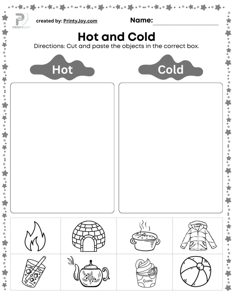 Hot and Cold Worksheets for Preschool