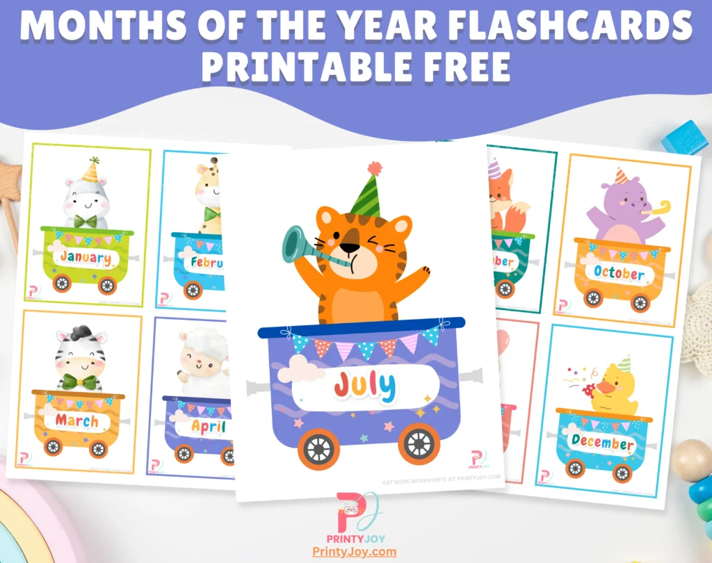 Months of The Year Flashcards Printable Free
