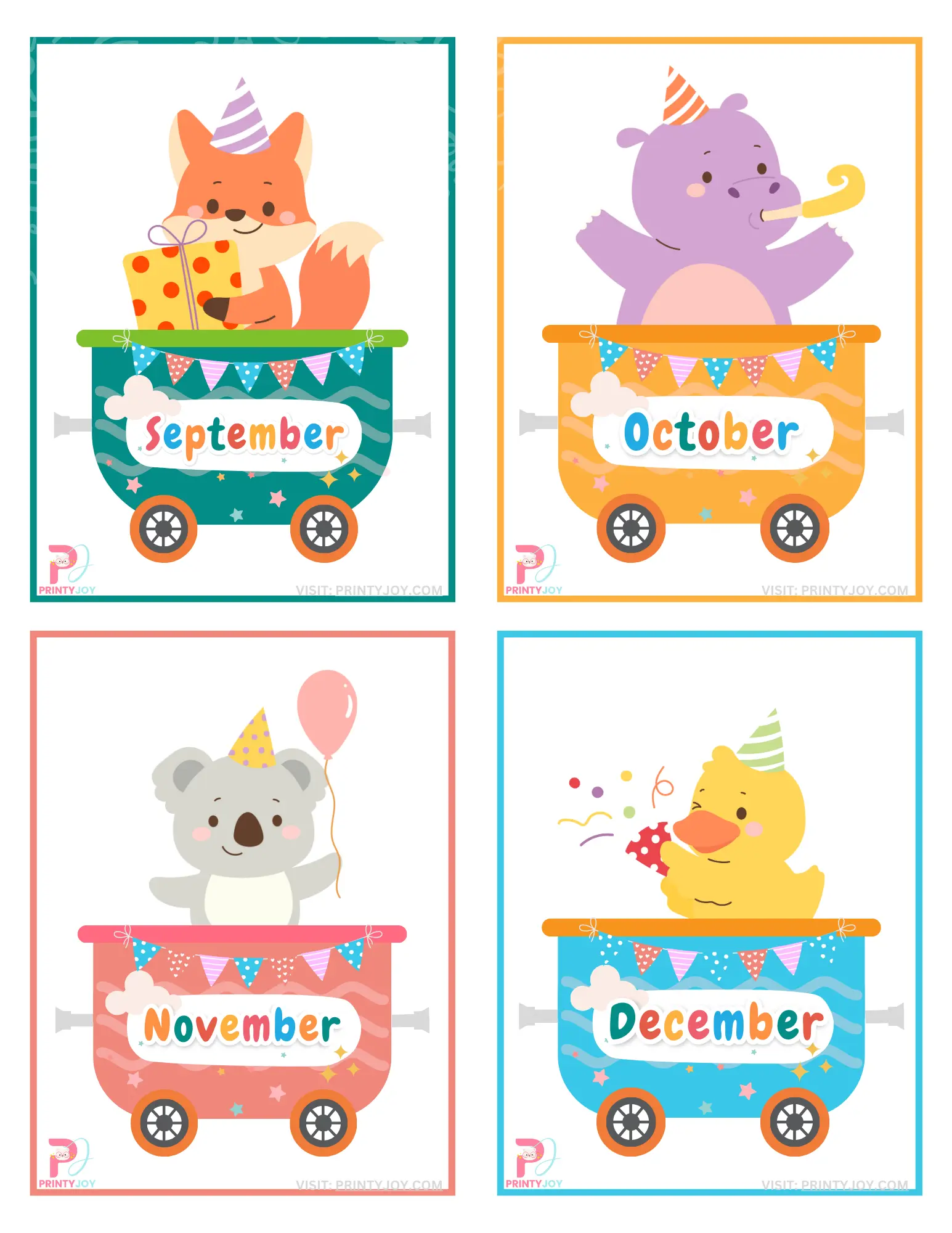 Months of The Year Flashcards Printable Free