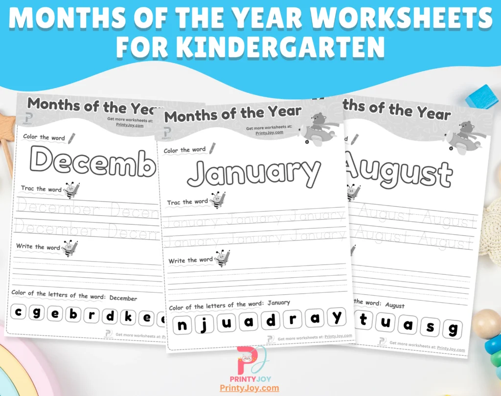 Months of the Year Worksheets For Kindergarten