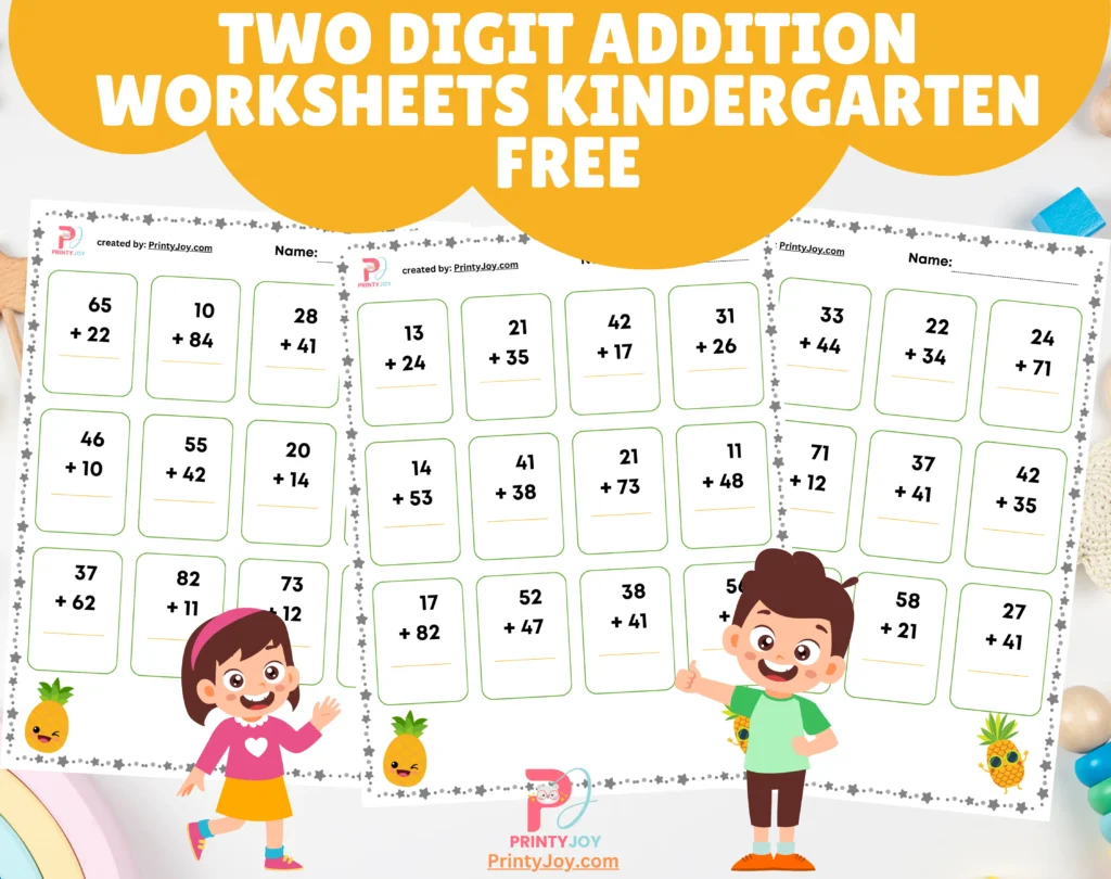 Two Digit Addition Worksheets Kindergarten Free