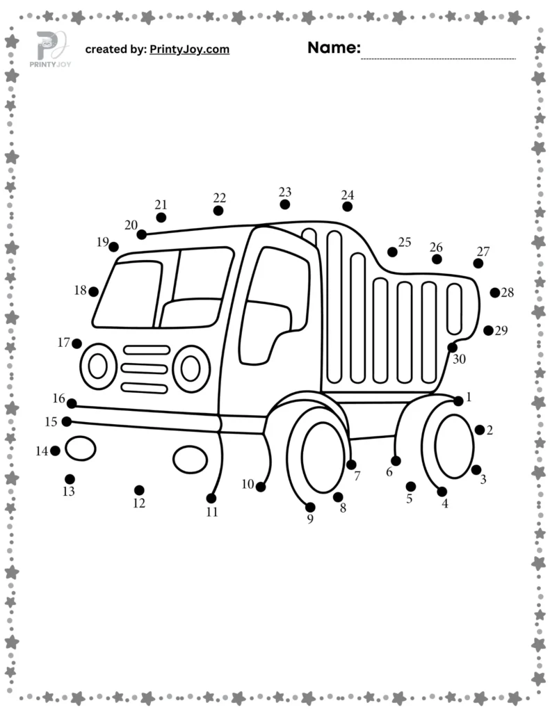Vehicle dot to dot worksheets pdf