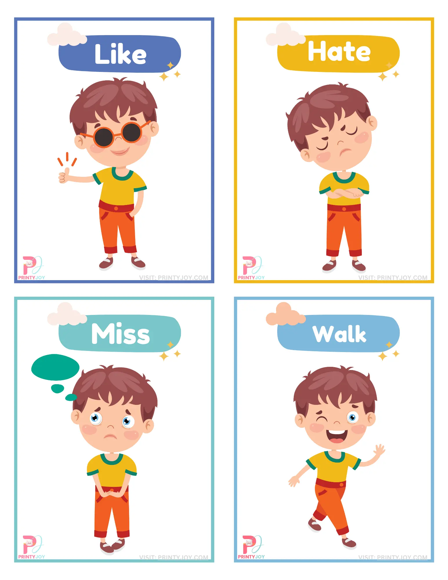 Action Verbs Flashcards Free Printable