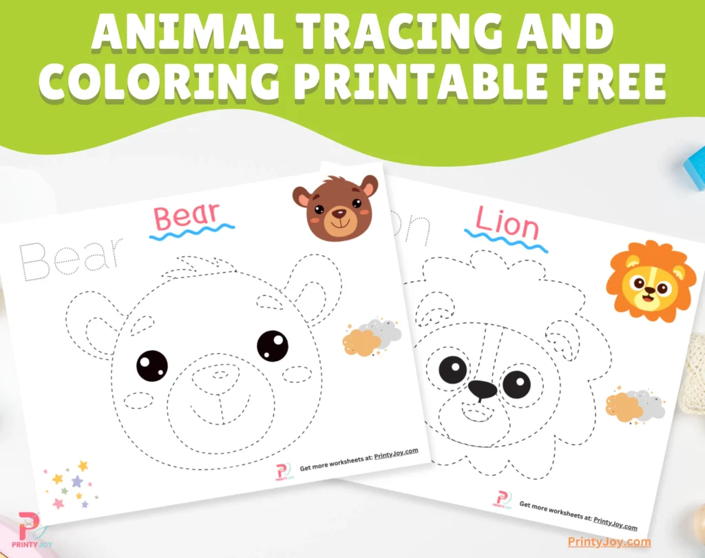Animal Tracing and Coloring Printable Free