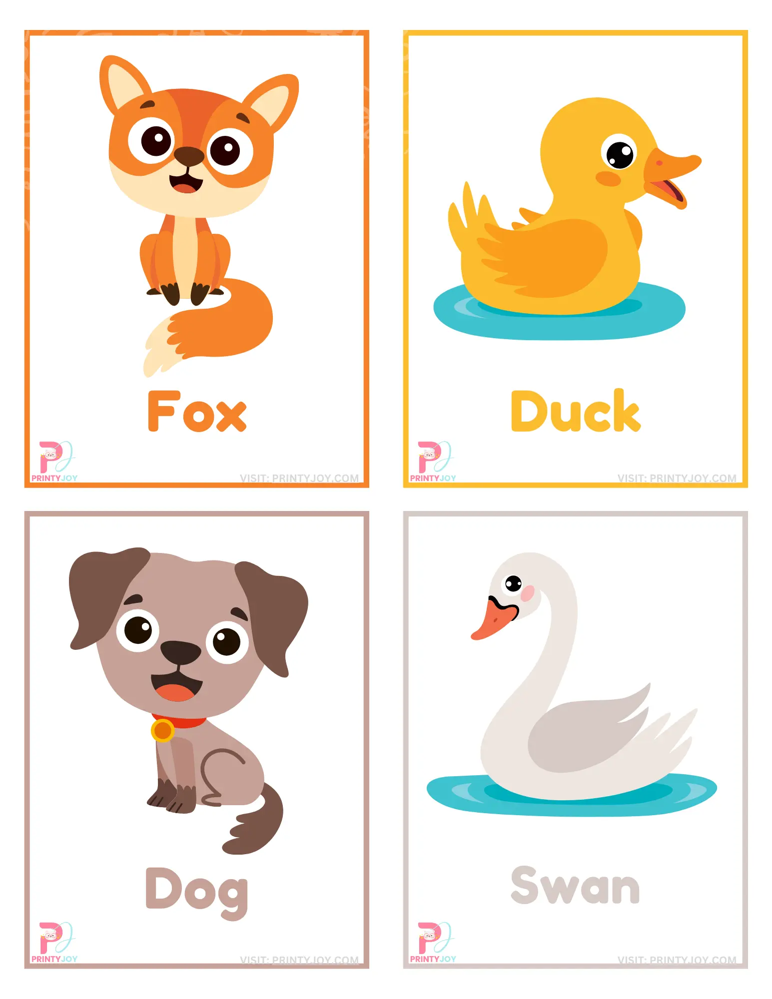 Animals Flashcards for Kids Free Download PDF