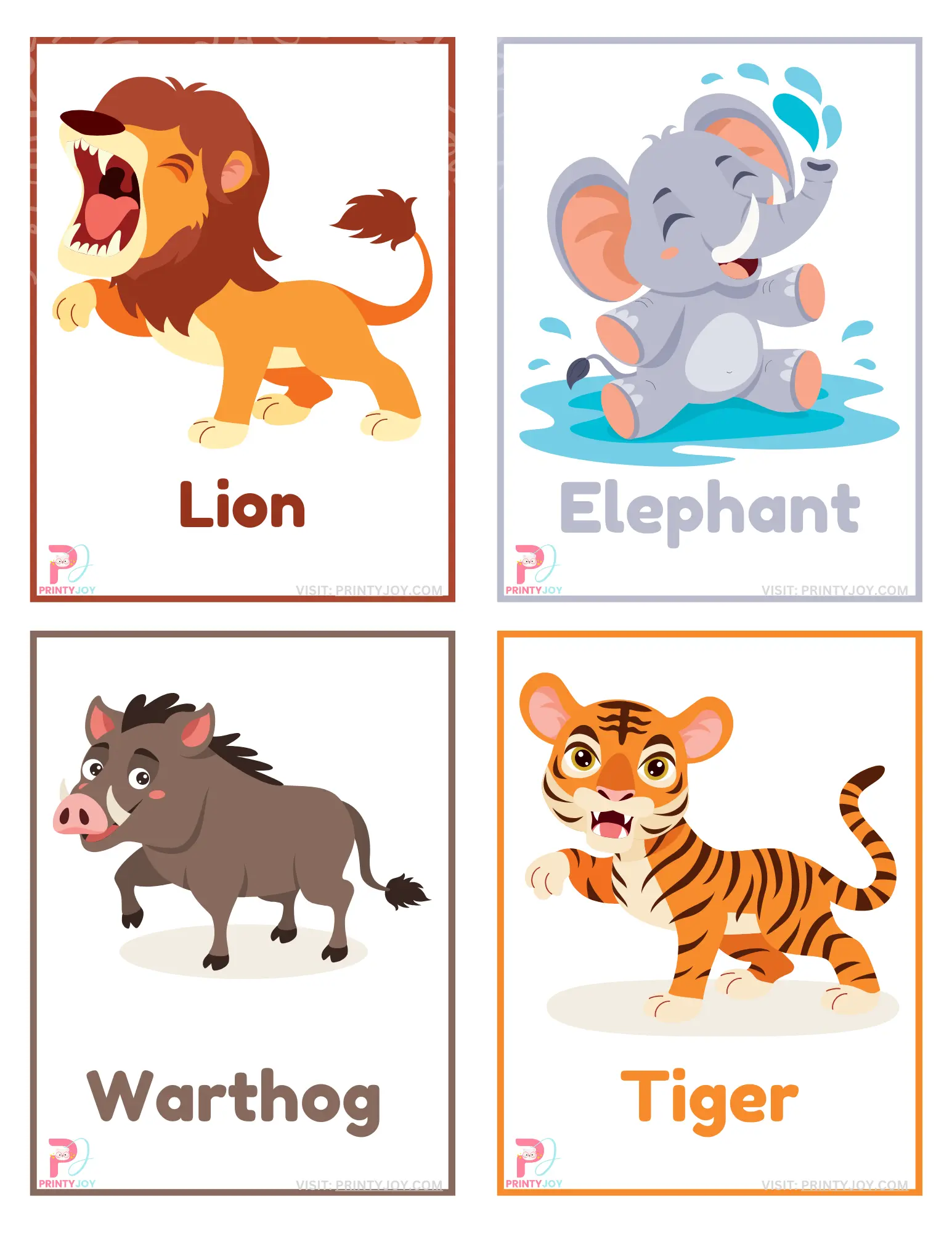 Animals Flashcards for Kids Free Download PDF