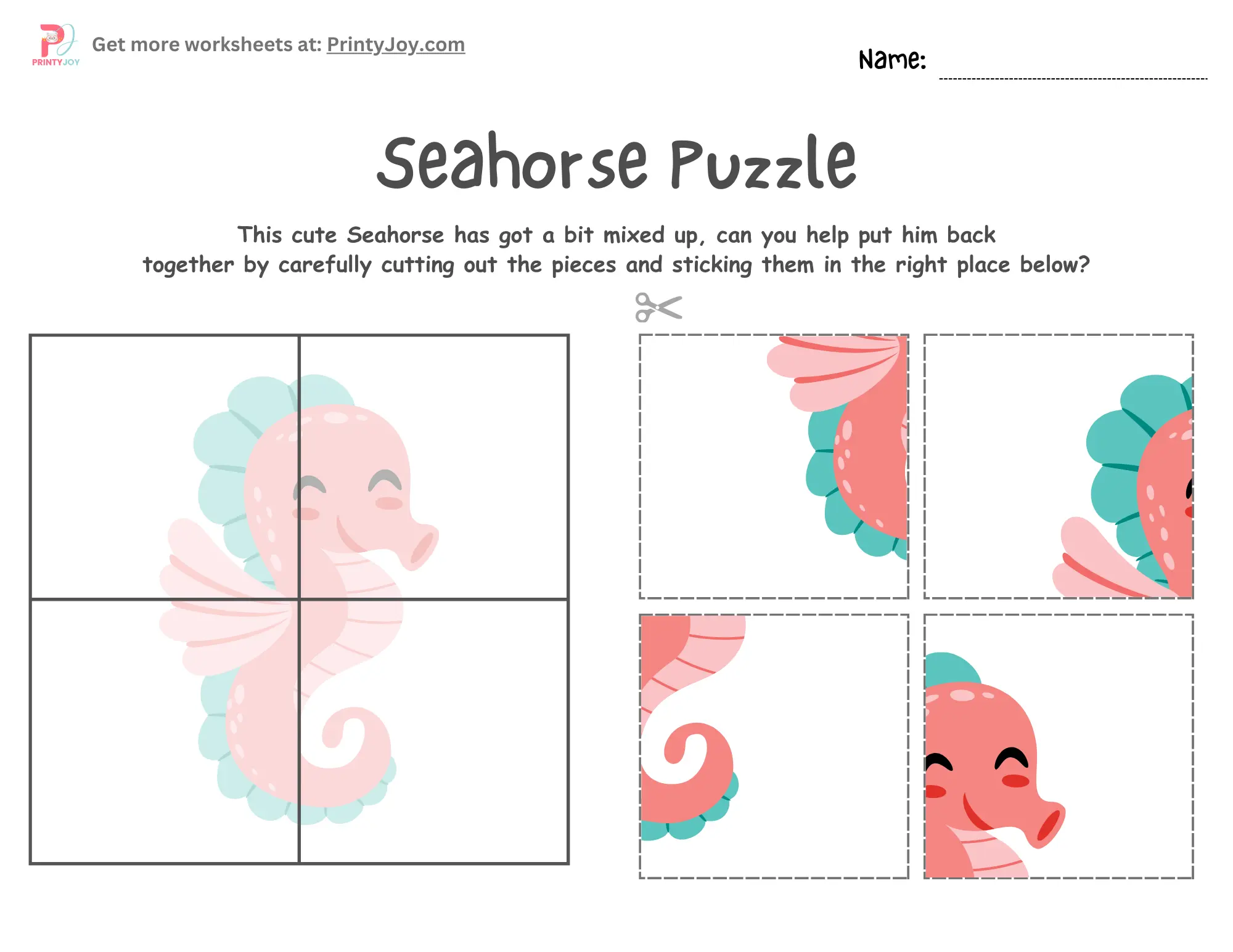 Animals Puzzles Cut And Paste Worksheet