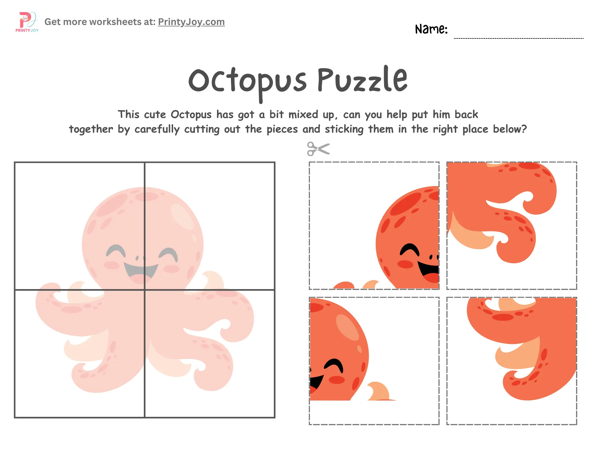 Animals Puzzles Cut And Paste Worksheet