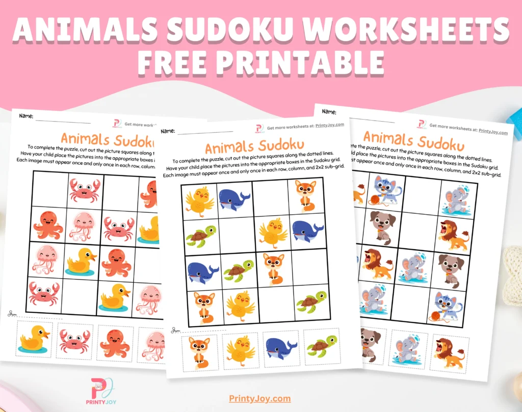 Animals Sudoku Worksheets Free Printable