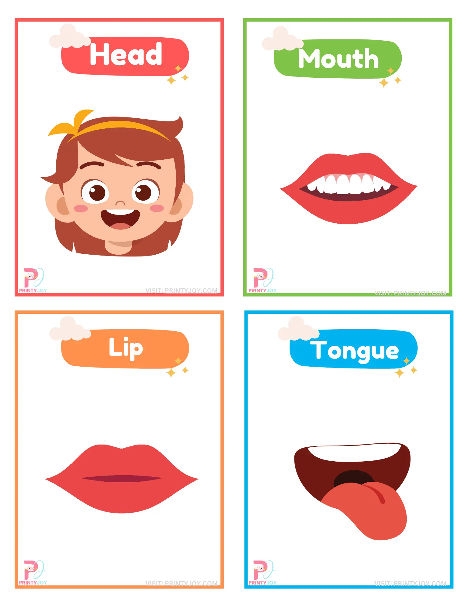 Body Parts Flashcards Printable Free