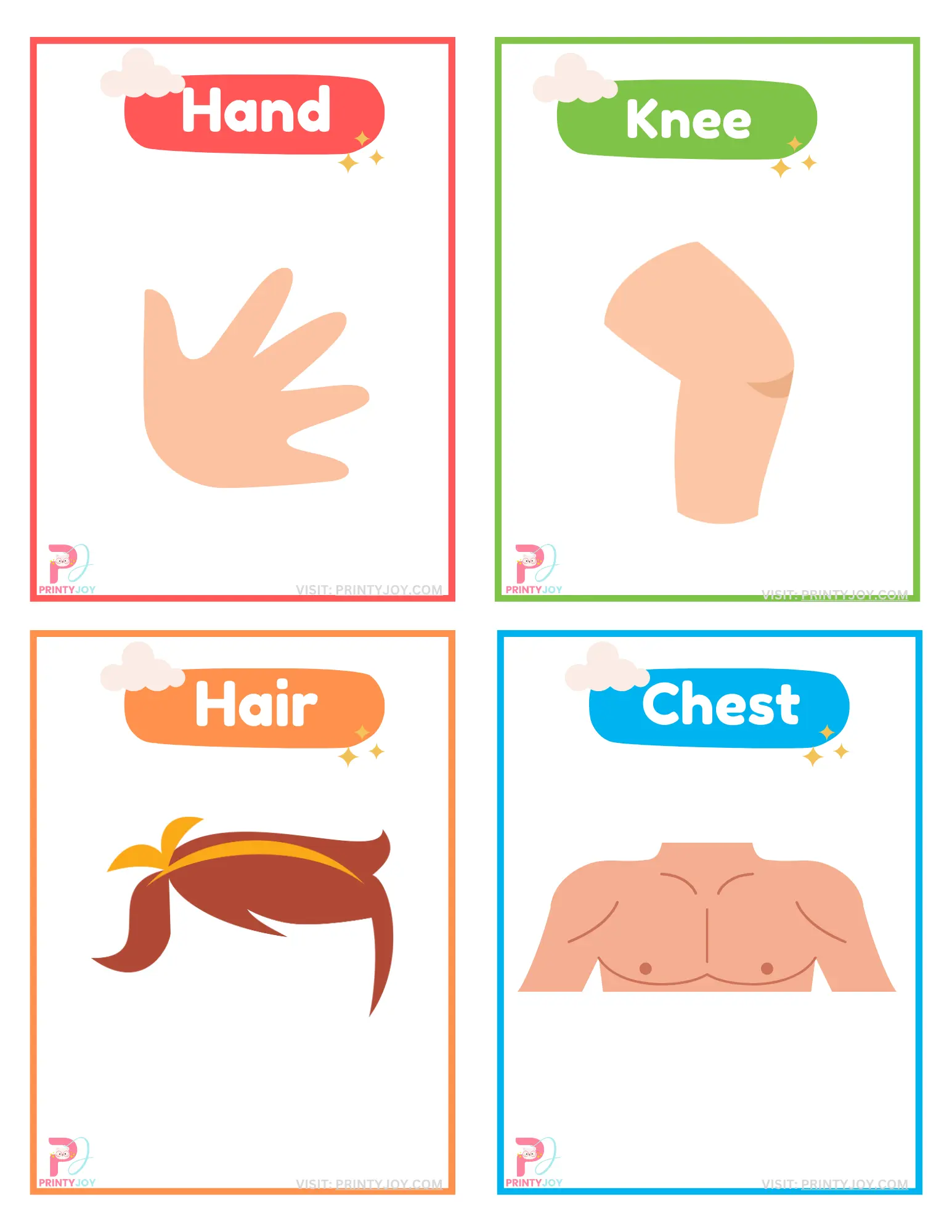 Body Parts Flashcards Printable Free