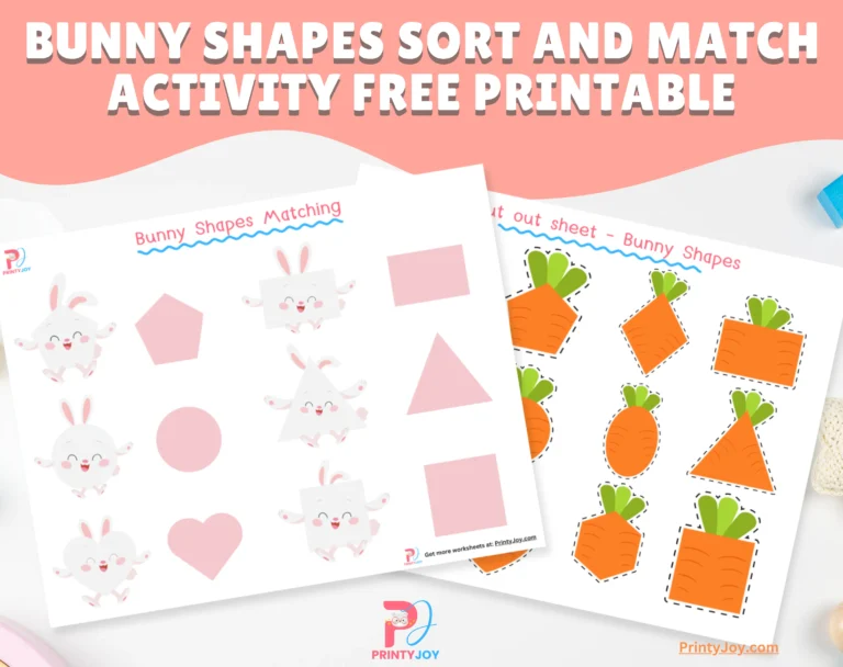 Bunny Shapes Sort and Match Activity Free Printable