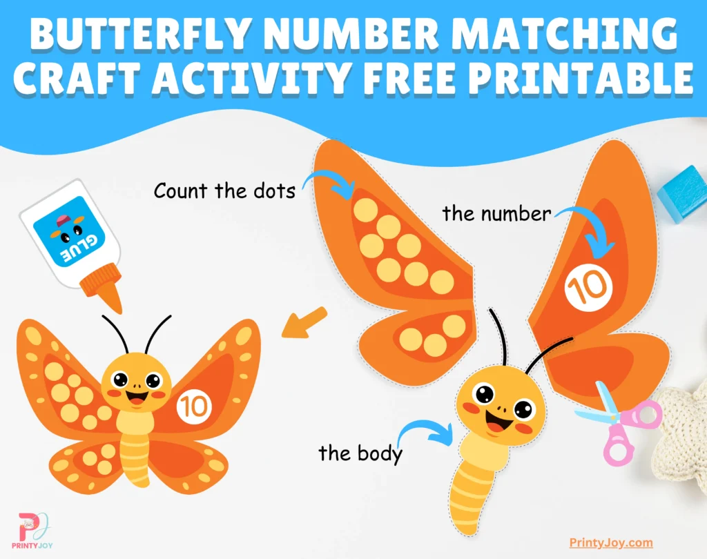 Butterfly Number Matching Craft Activity Free Printable
