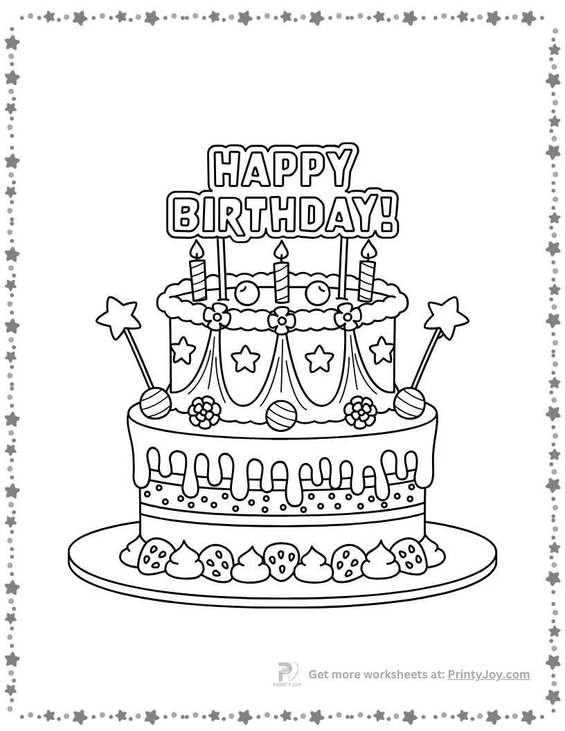 Cake Coloring Pages Free Printable